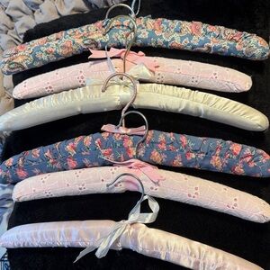 Vintage Floral and Satin Padded Handmade Hangers Set of 6